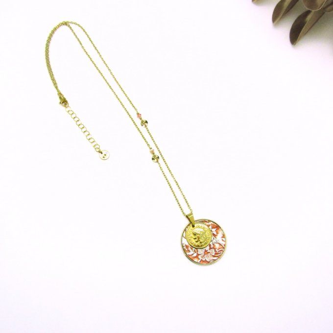 COLLIER MONEY FLEURS CORAIL