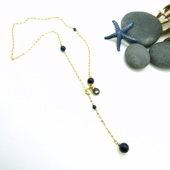 SAUTOIR COULISSANT LAPIS LAZULI