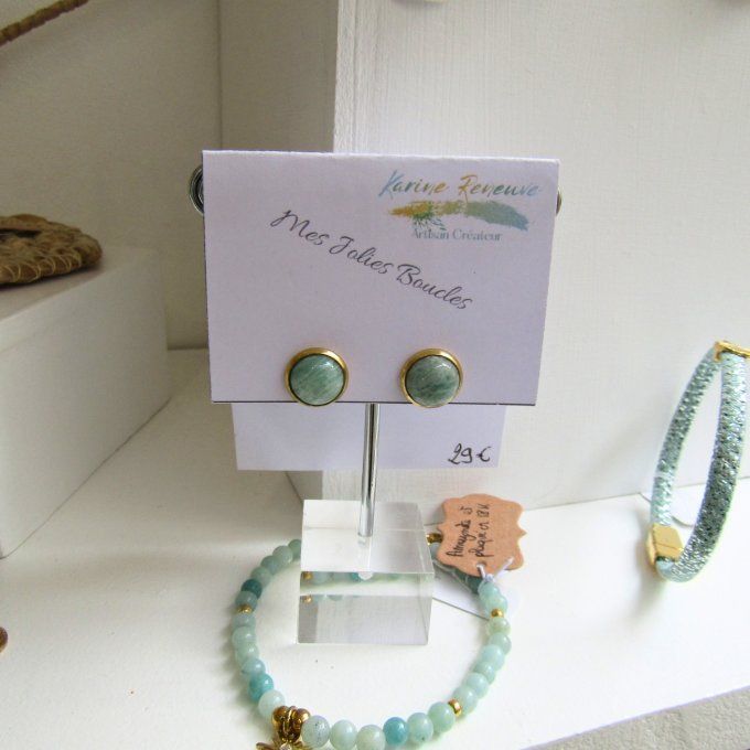 PUCES D'OREILLES AMAZONITE