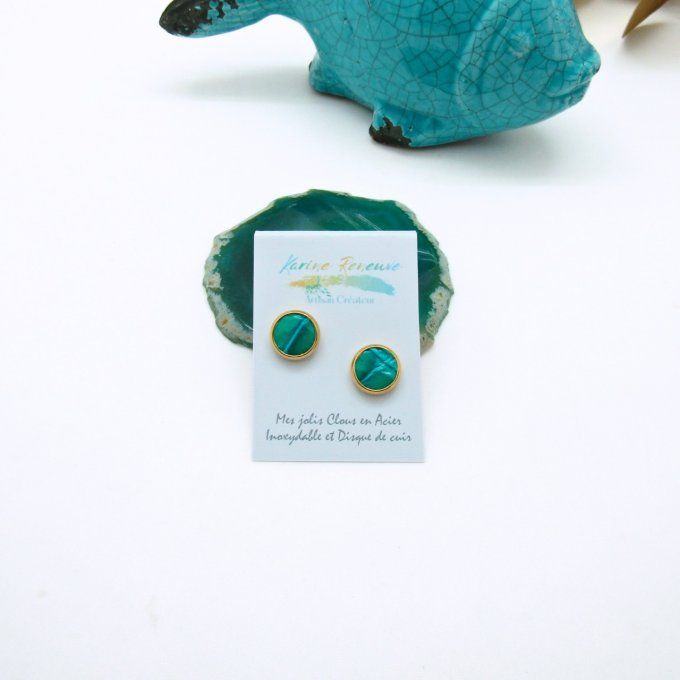 PUCES D'OREILLES CROCO TURQUOISE