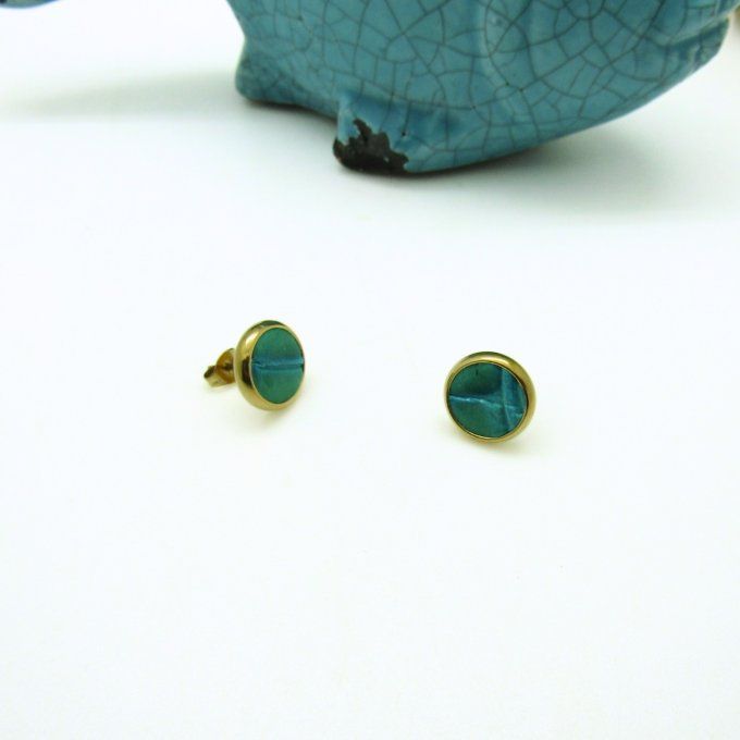 PUCES D'OREILLES CROCO TURQUOISE