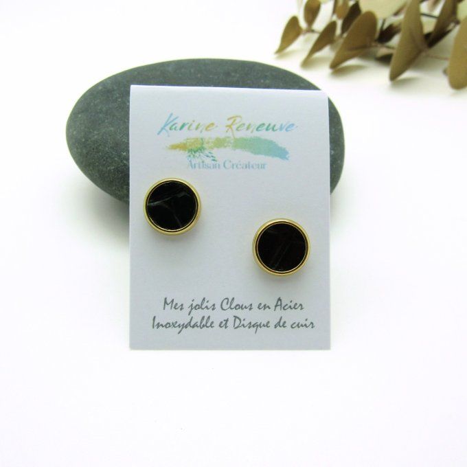 PUCES D'OREILLES CROCO NOIR