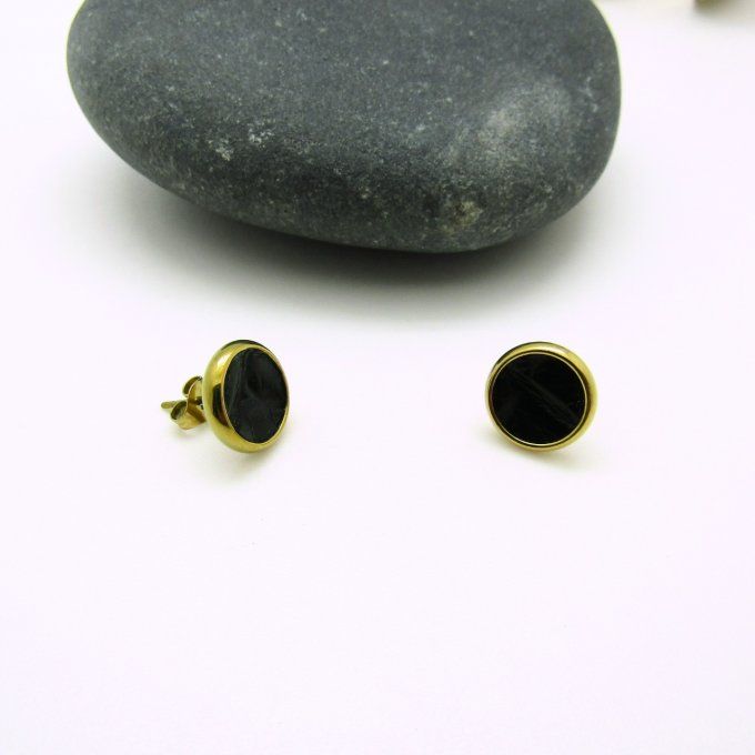 PUCES D'OREILLES CROCO NOIR