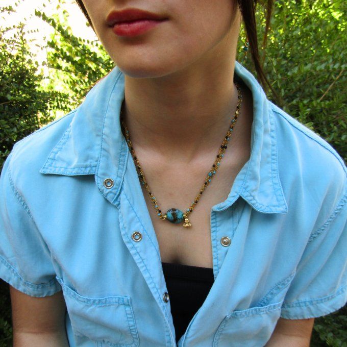 COLLIER SEPIA TURQUOISE