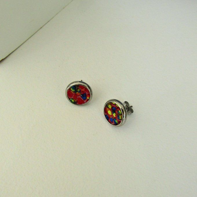 PUCES D'OREILLES CONFETTIS ROUGE