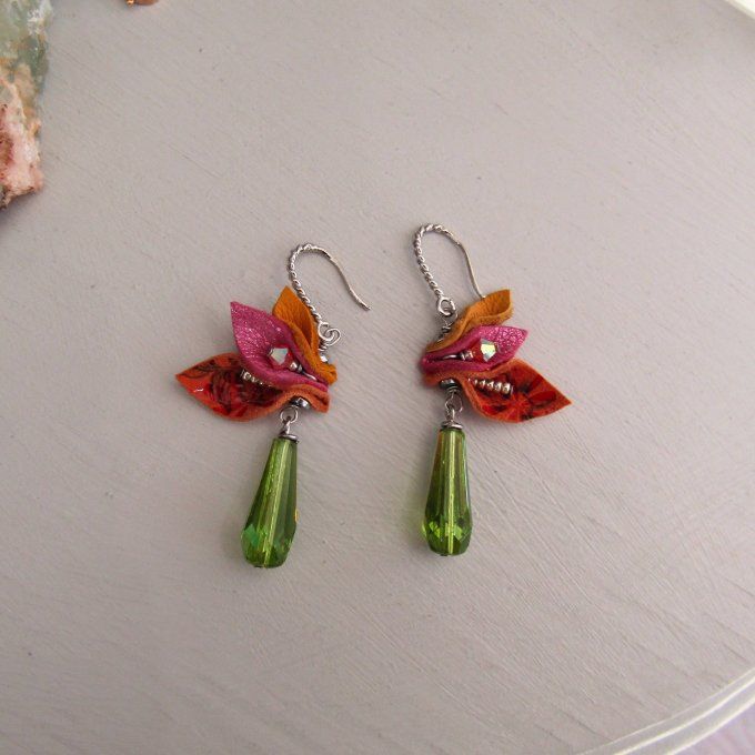 BOUCLES ANCOLIE GOUTTE VERTE