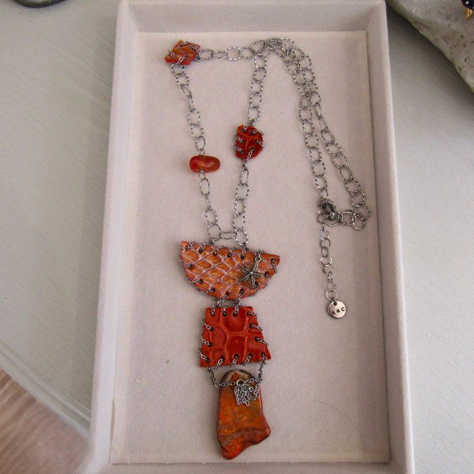 COLLIER GLEPNIR JASPE ORANGE
