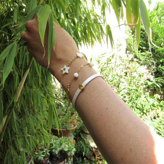BRACELET FAN BLANC GINKGO