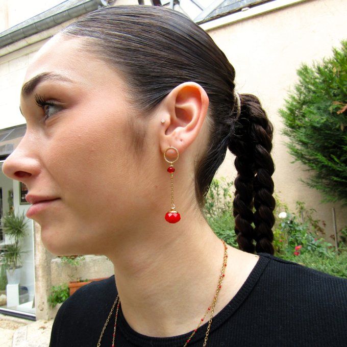 BOUCLES IRIDIA ROUGES