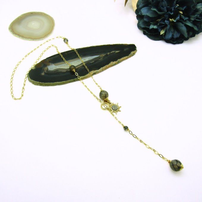 SAUTOIR COULISSANT AGATES DRAGON