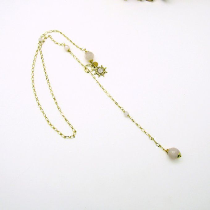 SAUTOIR COULISSANT QUARTZ ROSE