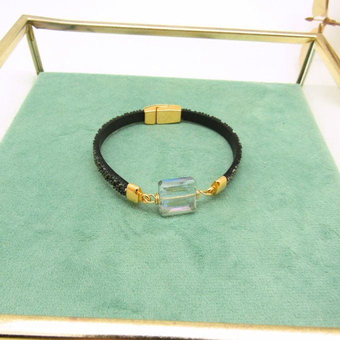 BRACELET CUIR LIME VERT