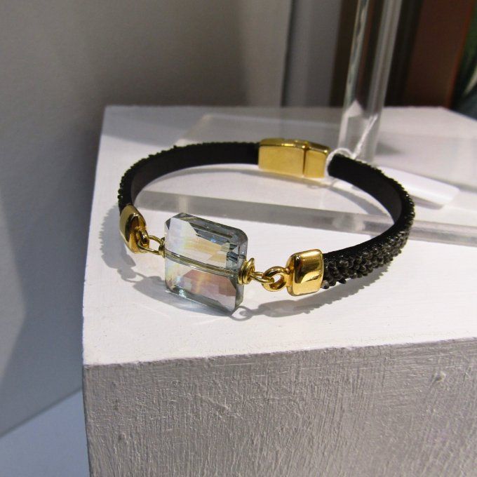 BRACELET CUIR LIME VERT