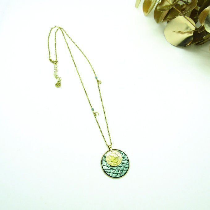 COLLIER MONEY VERT FEUILLES