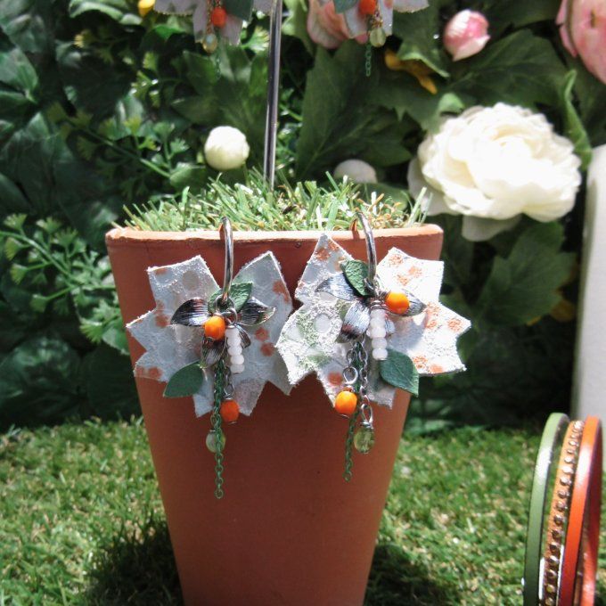 BOUCLES NIGELLE PASTEL ORANGE PLATINE 