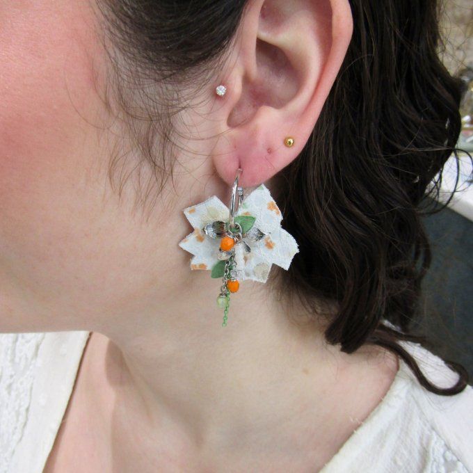 BOUCLES NIGELLE PASTEL ORANGE PLATINE 