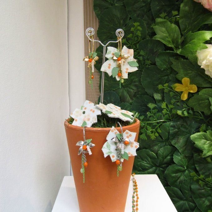BOUCLES NIGELLE PASTEL ORANGE PLATINE 
