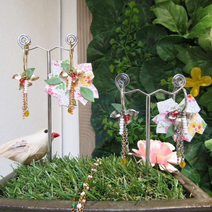BOUCLES NIGELLE ROSE JAUNE PLATINE
