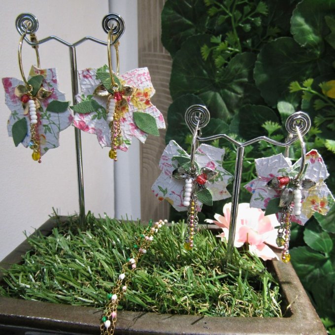 BOUCLES NIGELLE ROSE JAUNE PLATINE