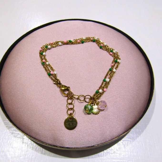 BRACELET NIRA BLANC ROSE VERT