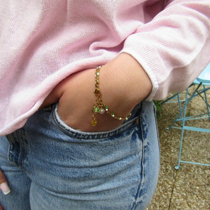 BRACELET NIRA BLANC ROSE VERT