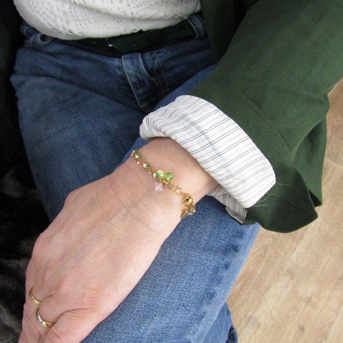 BRACELET NIRA BLANC ROSE VERT