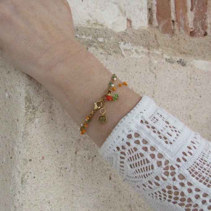 BRACELET NIRA BLANC ORANGE VERT 