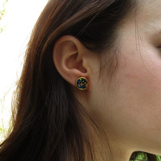 PUCES D'OREILLES CONFETTIS NOIR 