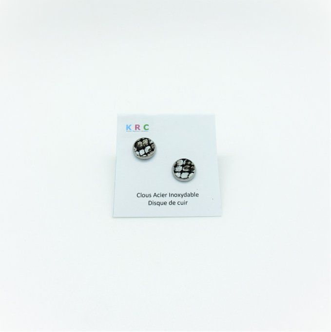 PUCES D'OREILLES PYTHON NOIR BLANC