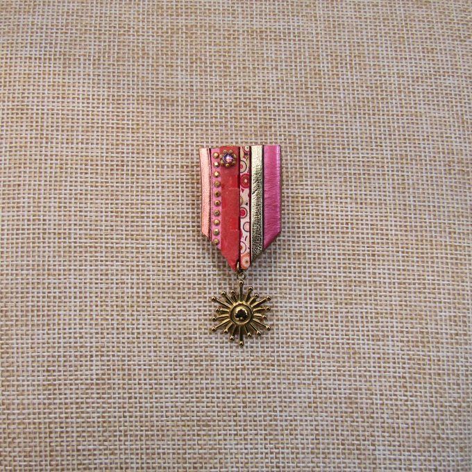 BROCHE RECOMPENSE ROSE ORANGE