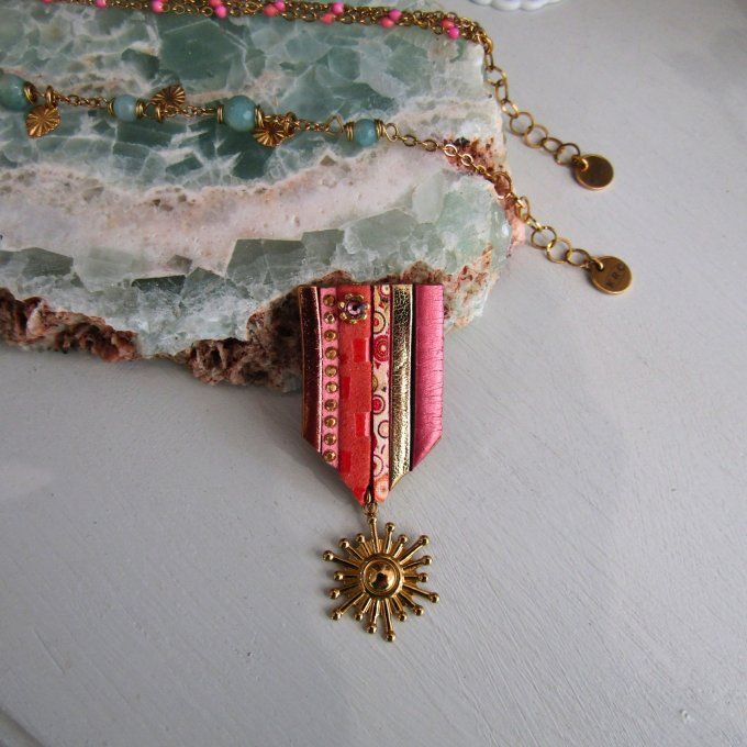 BROCHE RECOMPENSE ROSE ORANGE