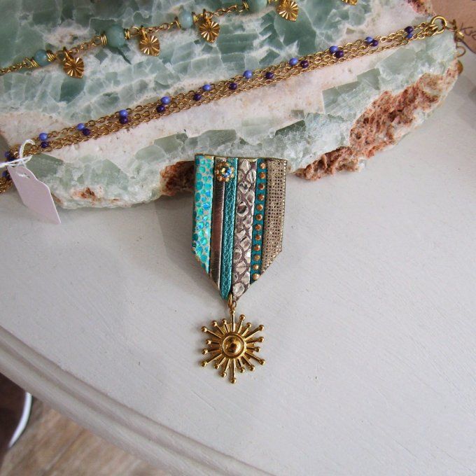 BROCHE RECOMPENSE TURQUOISE OR