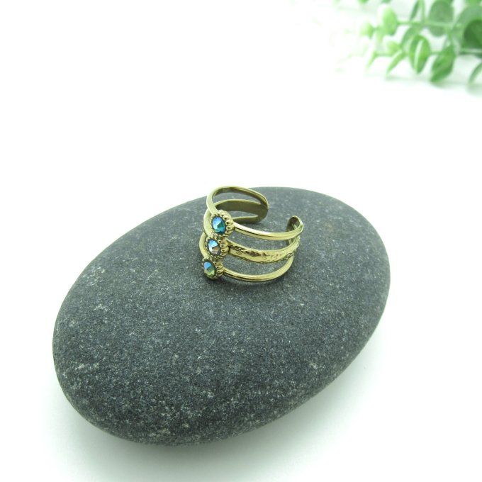 BAGUE TRINITE DEGRADE TURQUOISE